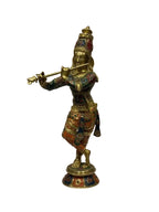 Royal Brass Lord Krishna Idol – Divine Flute Melody & Elegance - Satyam Collection