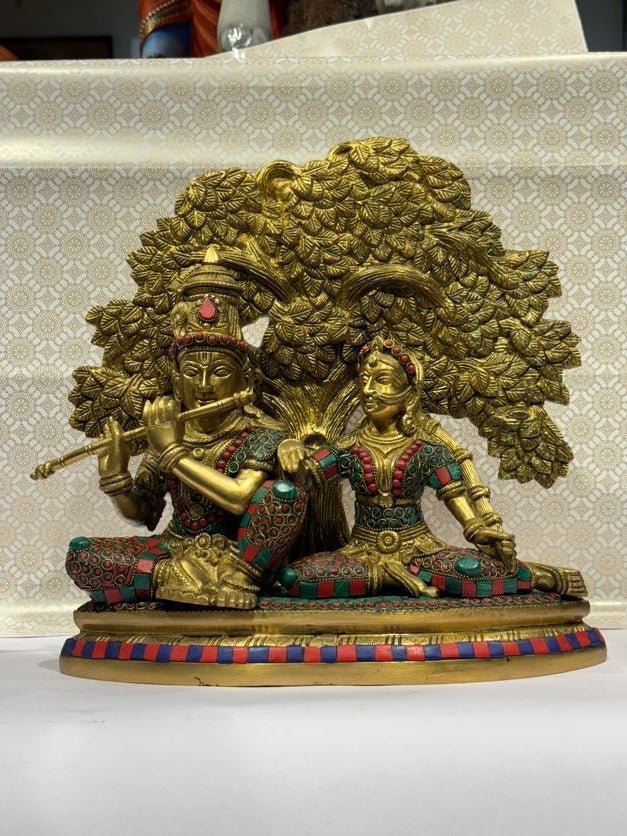 Royal Brass Radha Krishna Idol Under Tree - Satyam Collection