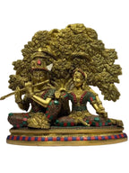 Royal Brass Radha Krishna Idol Under Tree