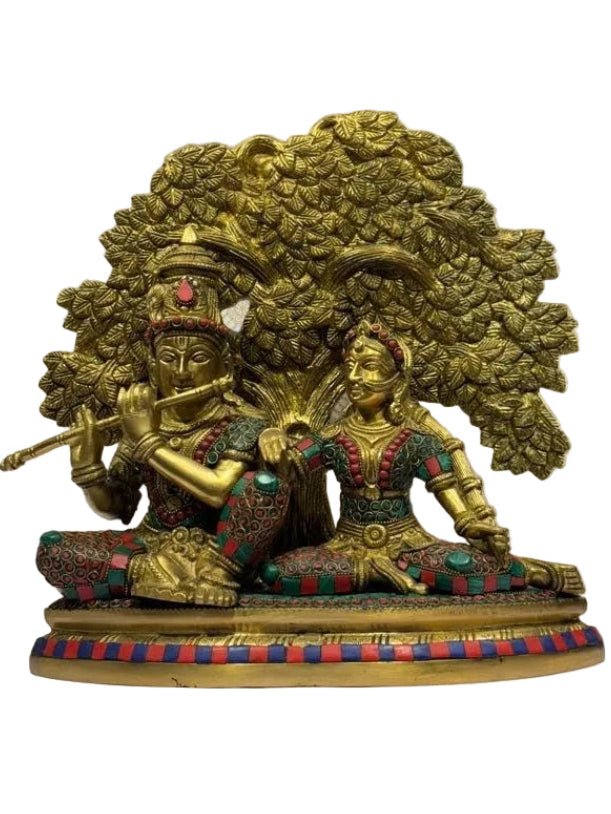 Royal Brass Radha Krishna Idol Under Tree - Satyam Collection