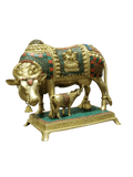 Royal Kamadhenu Cow & Calf Idol – Multicolor Prosperity Symbol - Satyam Collection