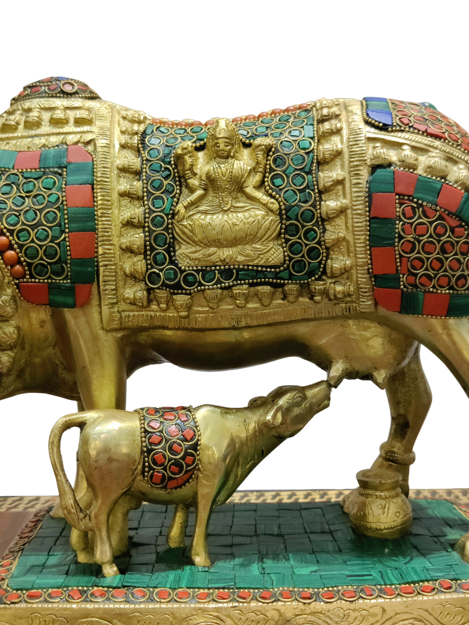Royal Kamadhenu Cow & Calf Idol – Multicolor Prosperity Symbol - Satyam Collection