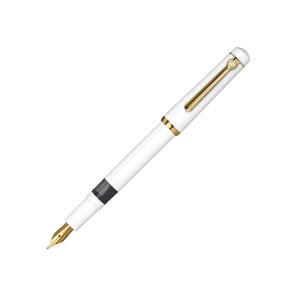 Scrikss 419 Medium Nib Fountain Pen - White GT