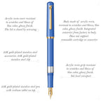 Scrikss 419 Medium Nib Fountain Pen - Blue Acrylic