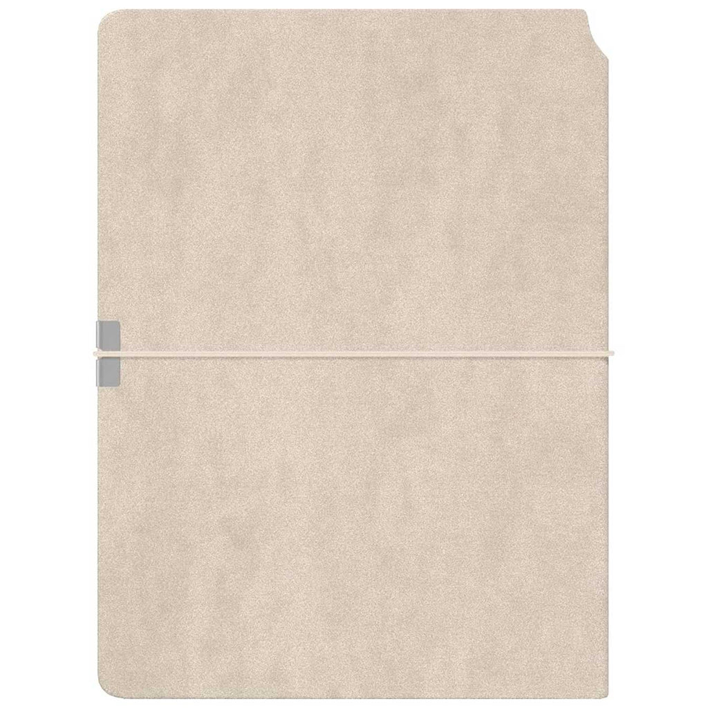 Scrikss A5 Premium Ruled Notebook Beige Faux Leather Cover on a white background