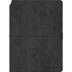 Scrikss A5 Premium Ruled Notebook with Black Faux Leather Cover on a white background