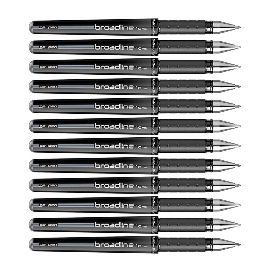 Scrikss Broadline Gel Pen 1mm (Pack Of 12) in Black