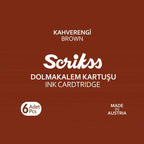 Scrikss Brown Ink Cartridges for Fountain Pens – Pack of 6