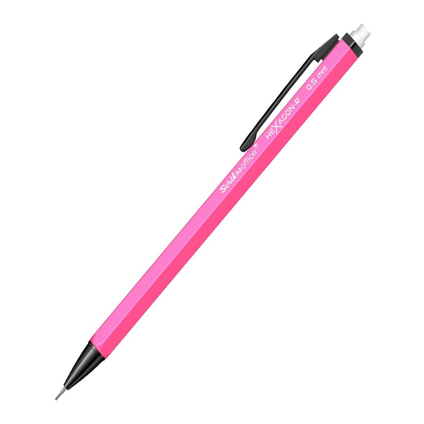 Scrikss Hexagon-R 0.5mm Mechanical Pencil in Neon Pink on a white background