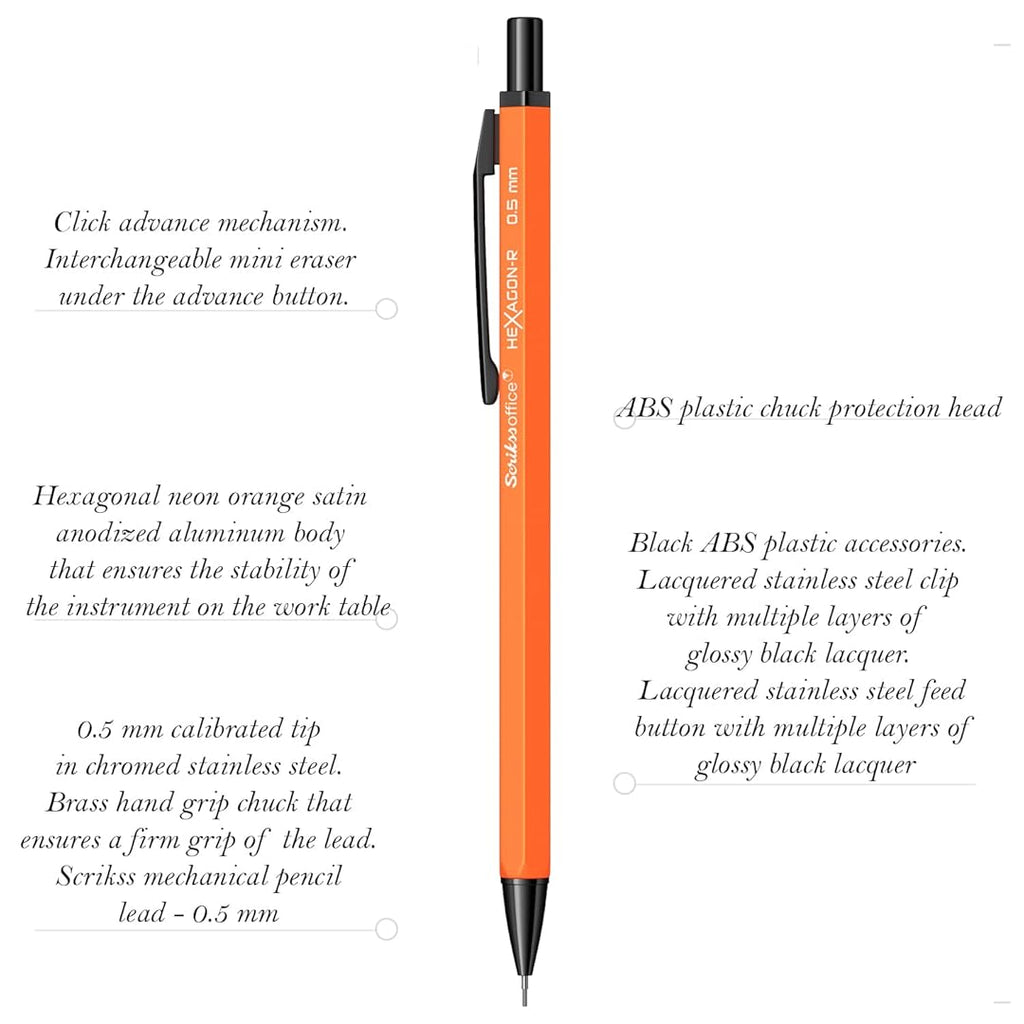 Scrikss Hexagon-R 0.5mm Mechanical Pencil with all details