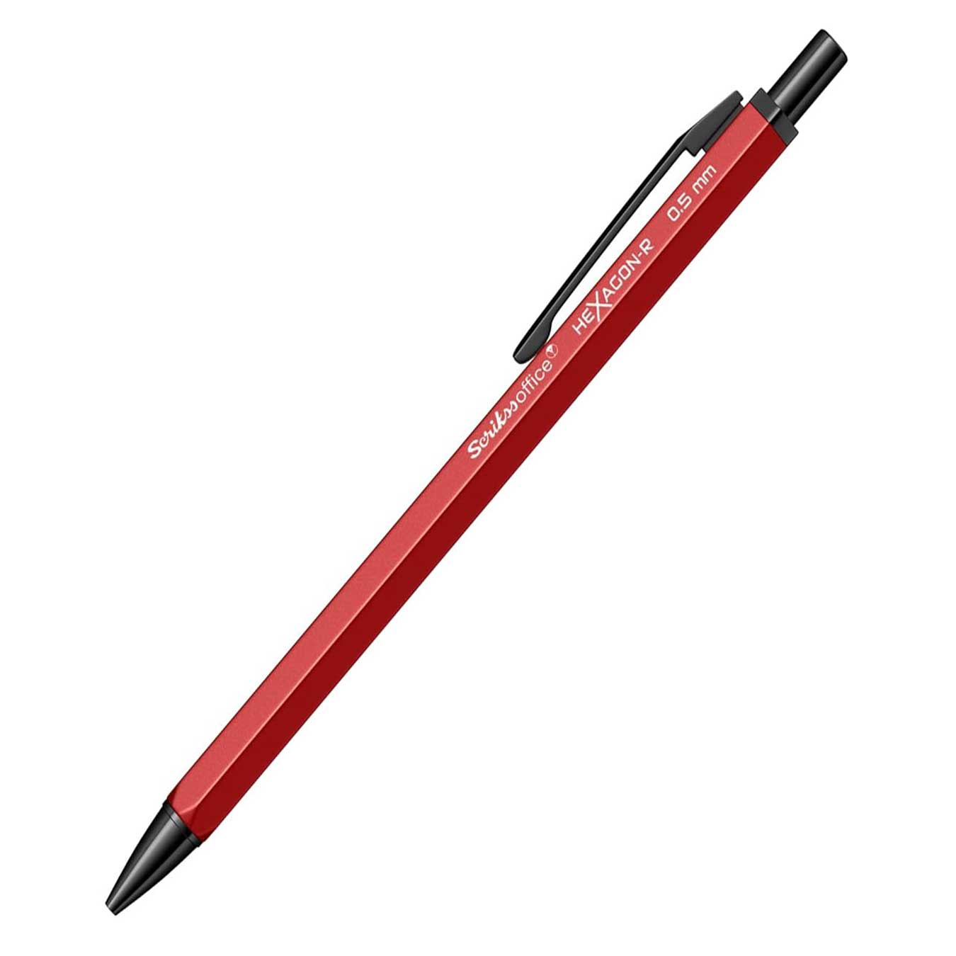 Scrikss Hexagon-R 0.5mm Mechanical Pencil in Red on a white background