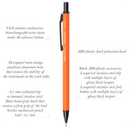 Scrikss Hexagon-R 0.7mm Mechanical Pencil in Orange with all details