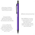 Scrikss Hexagon-R 0.7mm Mechanical Pencil in Purple with all details