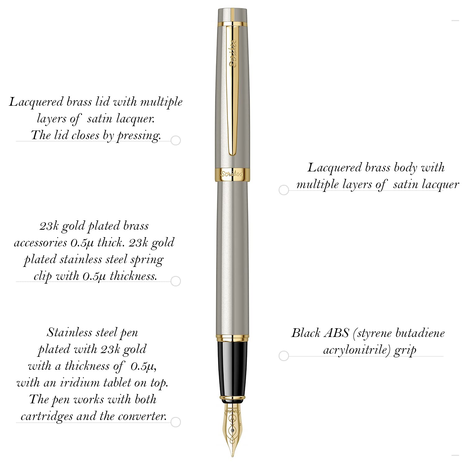 Scrikss Honour 38 Fountain Pen – Satin GT details explained