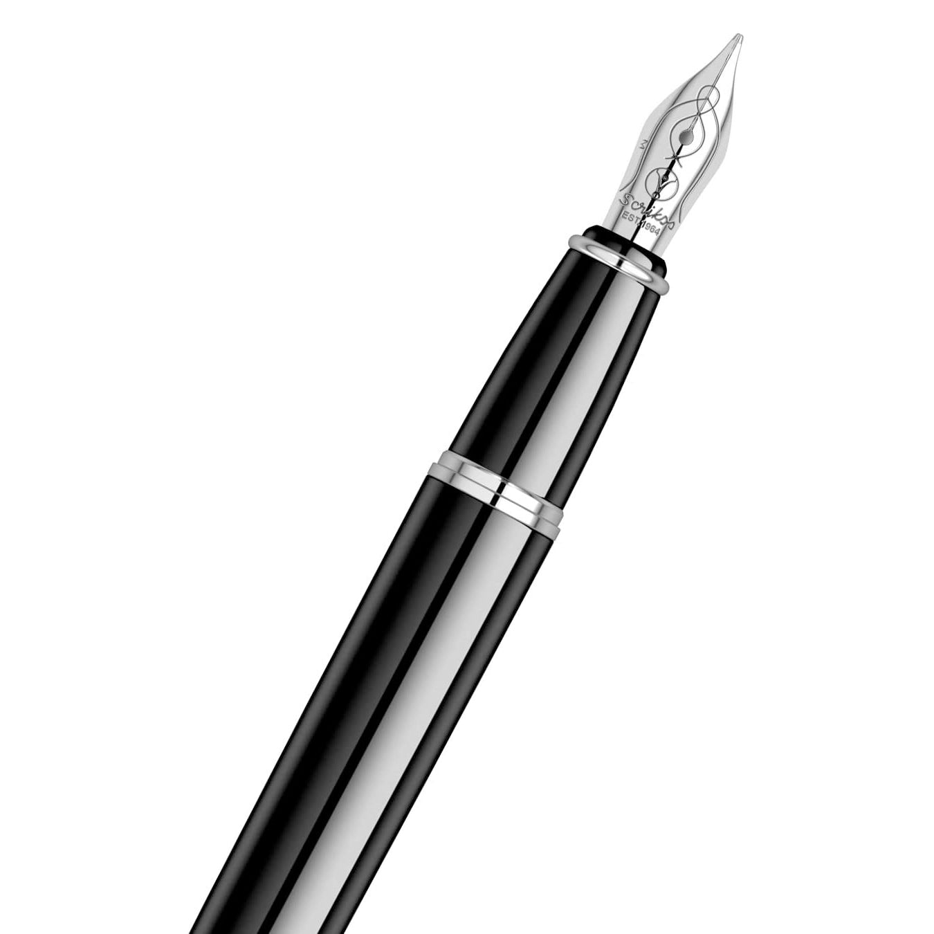 scrikss honour 38 Fountain pen with black body and silver accents on a white background