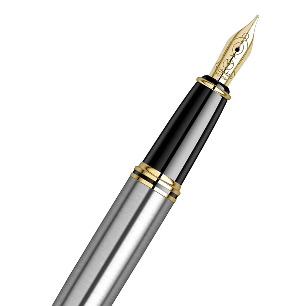 Scrikss Knight 88 Medium Nib Fountain Pen - Stainless Steel GT