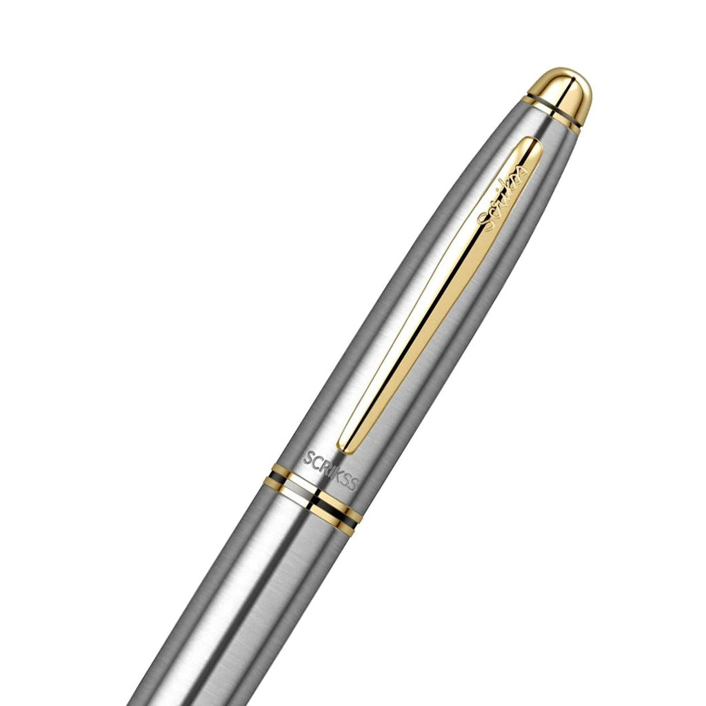 Scrikss Knight 88 Medium Nib Fountain Pen - Stainless Steel GT