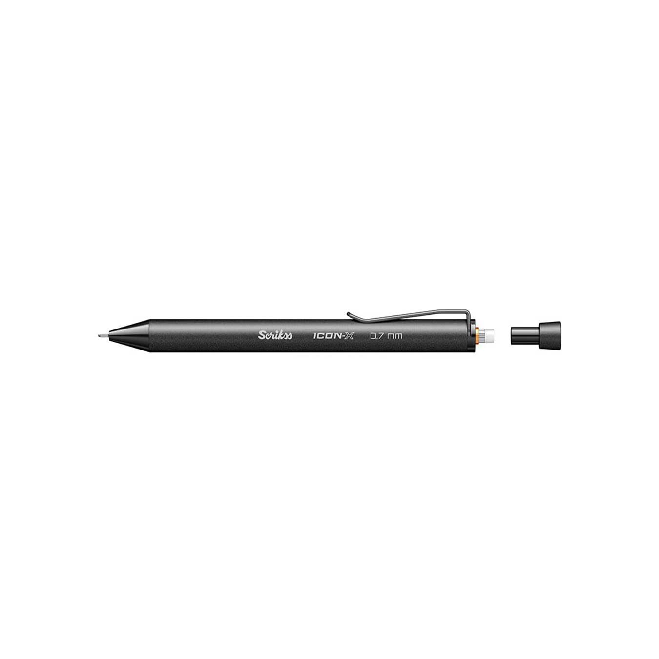 Scrikss Icon-X 0.7mm Mechanical Pencil in Matte Black on a white background