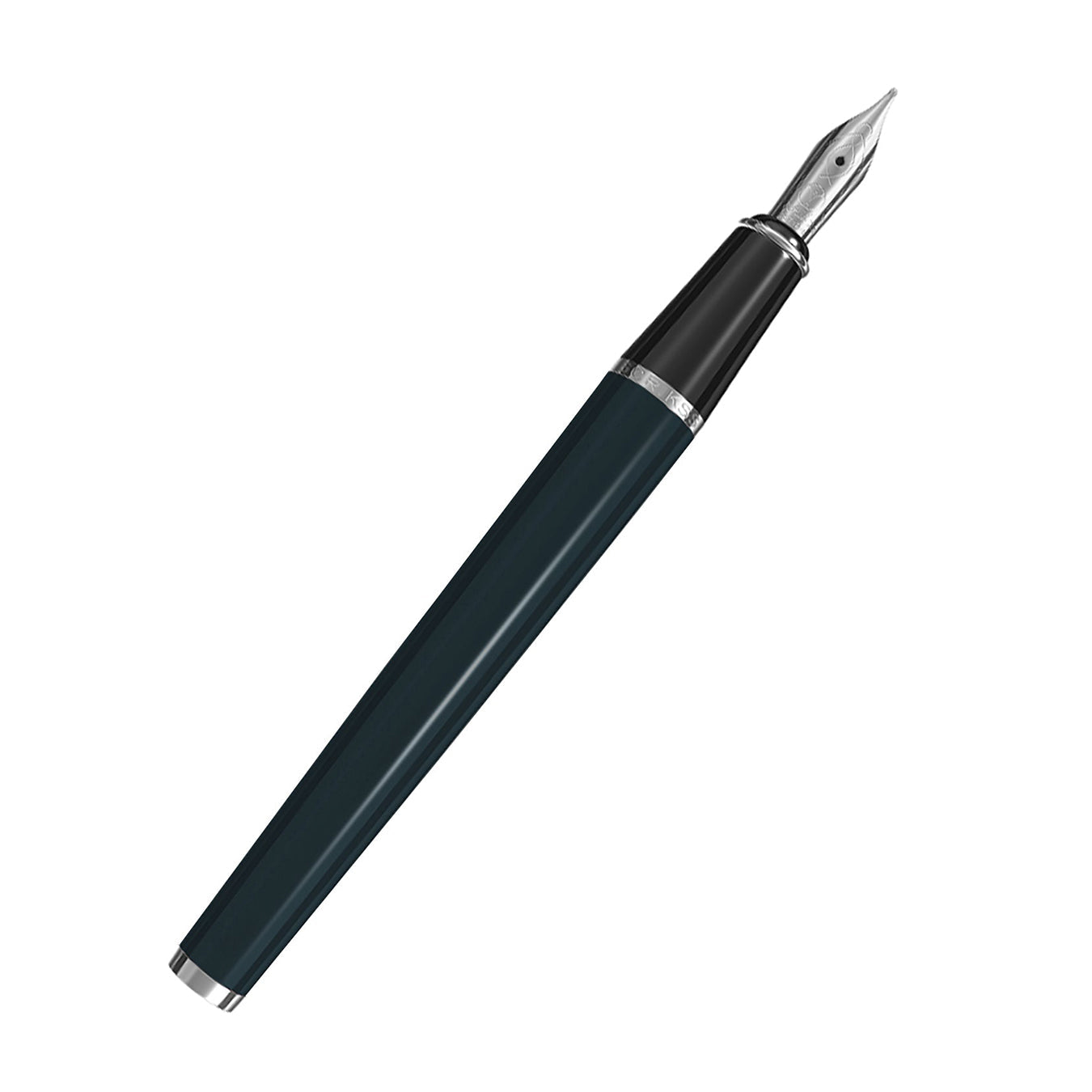Scrikss Metropolis 78 Fountain pen with a navy blue barrel and silver accents on a white background