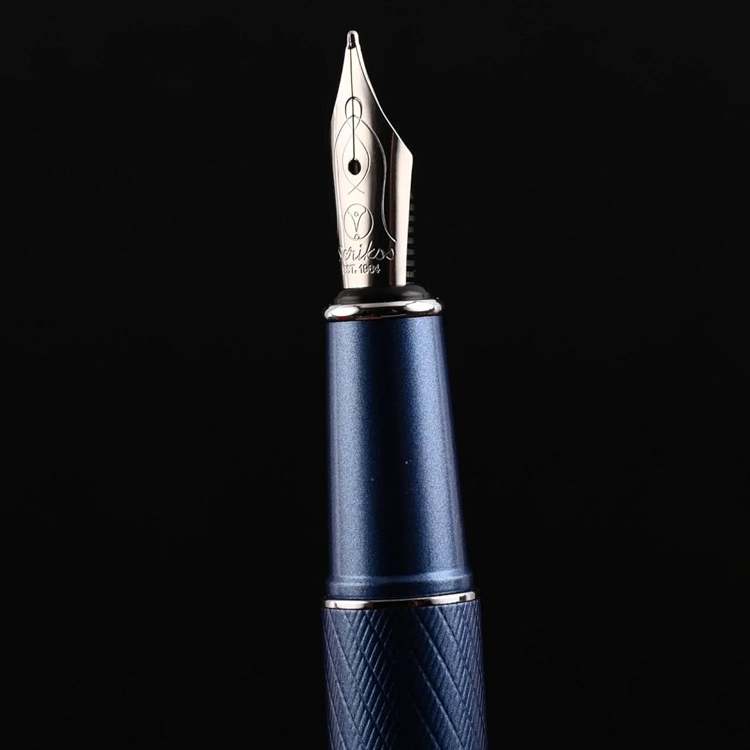 Scrikss Noble 35 Blue Fountain Pen  showing detailing of nib