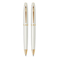 Scrikss Noble 35 Ballpoint Pen & Mechanical Pencil Set in White Gold