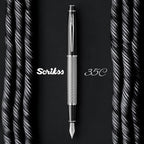 Scrikss Noble 35 Broad nib Fountain Pen - Spiral Black Chrome GT