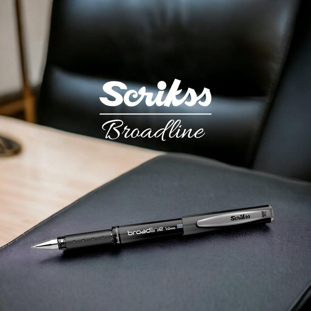 Scrikss Broadline Gel Pen 1mm (Pack Of 12) - Black
