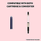 Scrikss Primeo Medium Nib Fountain Pen | 3 Cartridges Included | Stainless Steel Nib & ABS Body | Pink | in Blister Pack - penpencilink