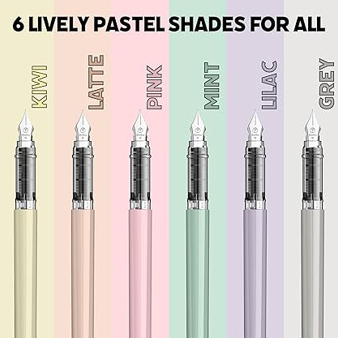 Scrikss Primeo Medium Nib Fountain Pen | 3 Cartridges Included | Stainless Steel Nib & ABS Body | Pink | in Blister Pack - penpencilink