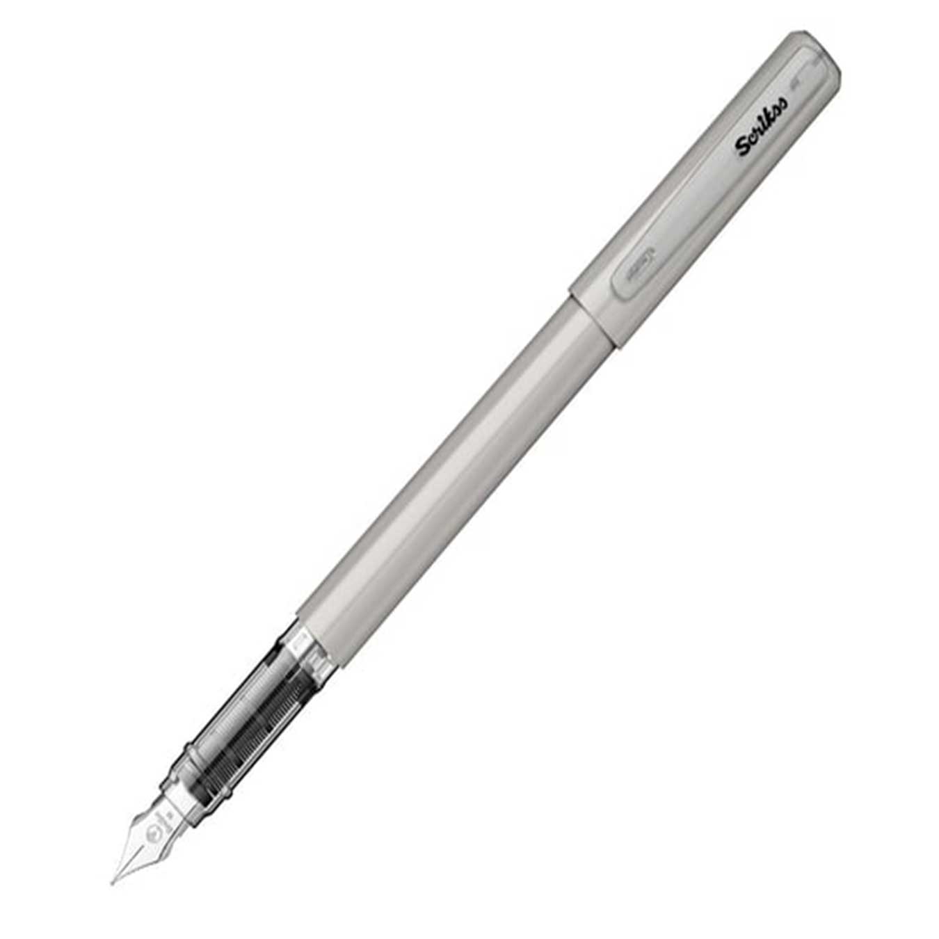 Scrikss Primeo Medium Nib Fountain Pen in Grey on a white background