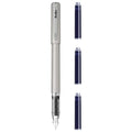 Scrikss Primeo Medium Nib Fountain Pen with 3 Cartridges in Grey on a white background