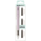 Scrikss Primeo Medium Nib Fountain Pen with 3 Cartridges in Lilac in a packaging box