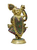 Shreenathji Brass Idol – Divine Krishna Statue for Home Blessings - Satyam Collection