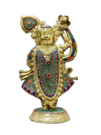 Shreenathji Brass Idol – Divine Krishna Statue for Home Blessings - Satyam Collection