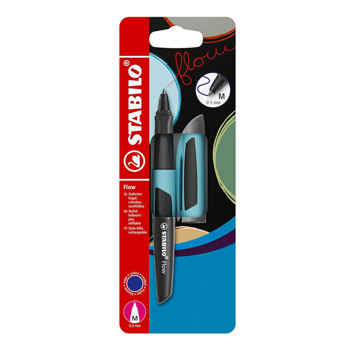 Stabilo | Flow | Ballpoint Pen | Purist Blue | Pack of 1 | Including Blue Refill | 0.5mm
