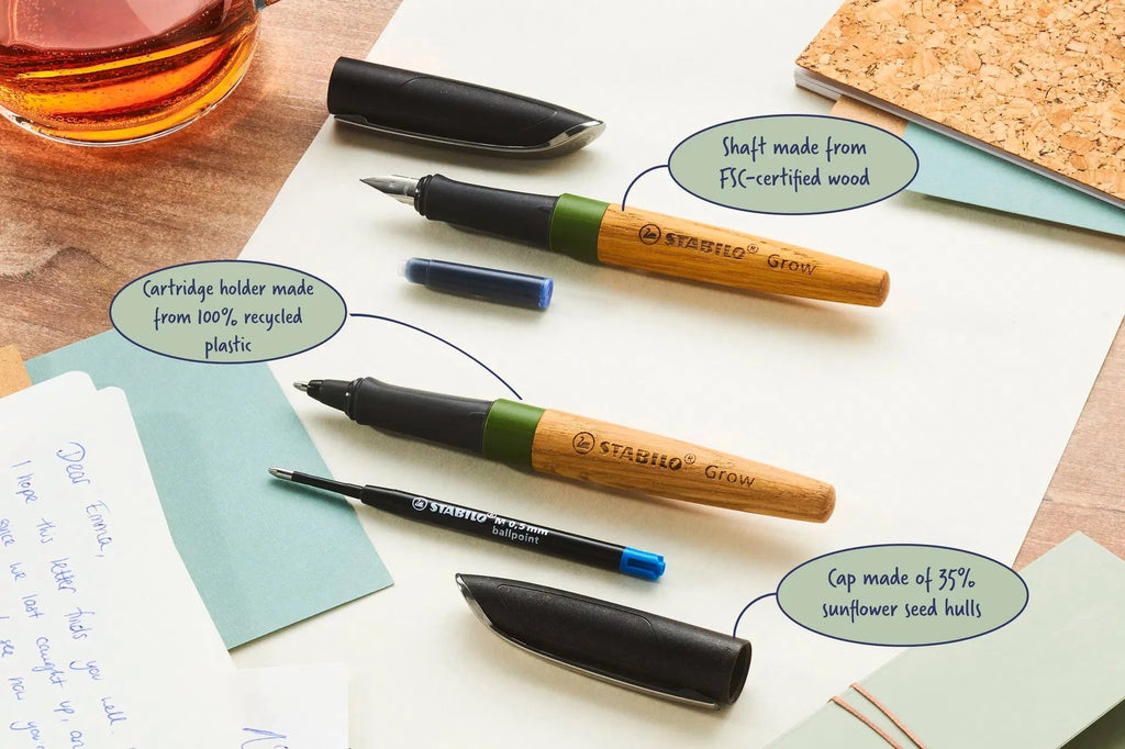 STABILO Grow Ballpoint Pen â€“ Moss Green & Oak - Satyam Collection