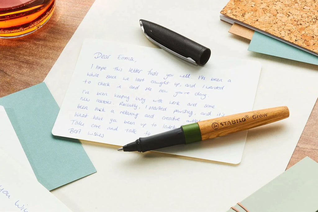 STABILO Grow Ballpoint Pen â€“ Moss Green & Oak - Satyam Collection