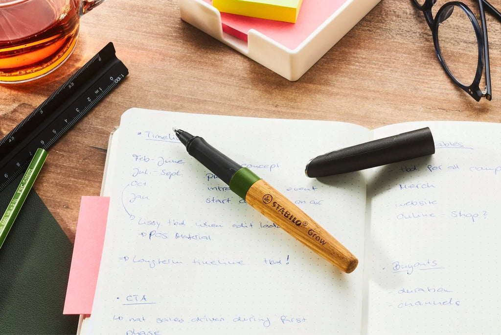 STABILO Grow Ballpoint Pen â€“ Moss Green & Oak - Satyam Collection