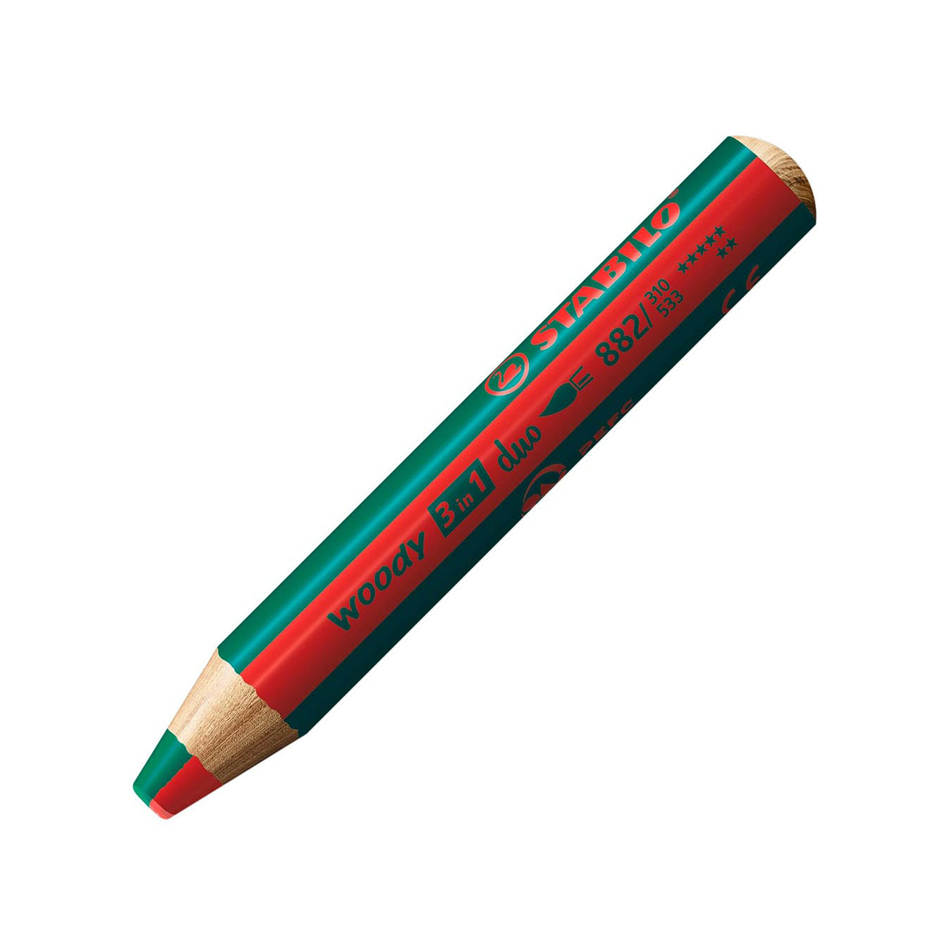 Stabilo | Multi-Talented Pencil | Woody 3 In 1 Duo | Red/Dark Green | 1 Piece