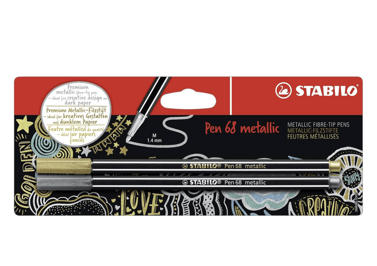 Stabilo Pen 68 - Metallic Blister Pack of 2 (Gold,Silver) - Satyam Collection