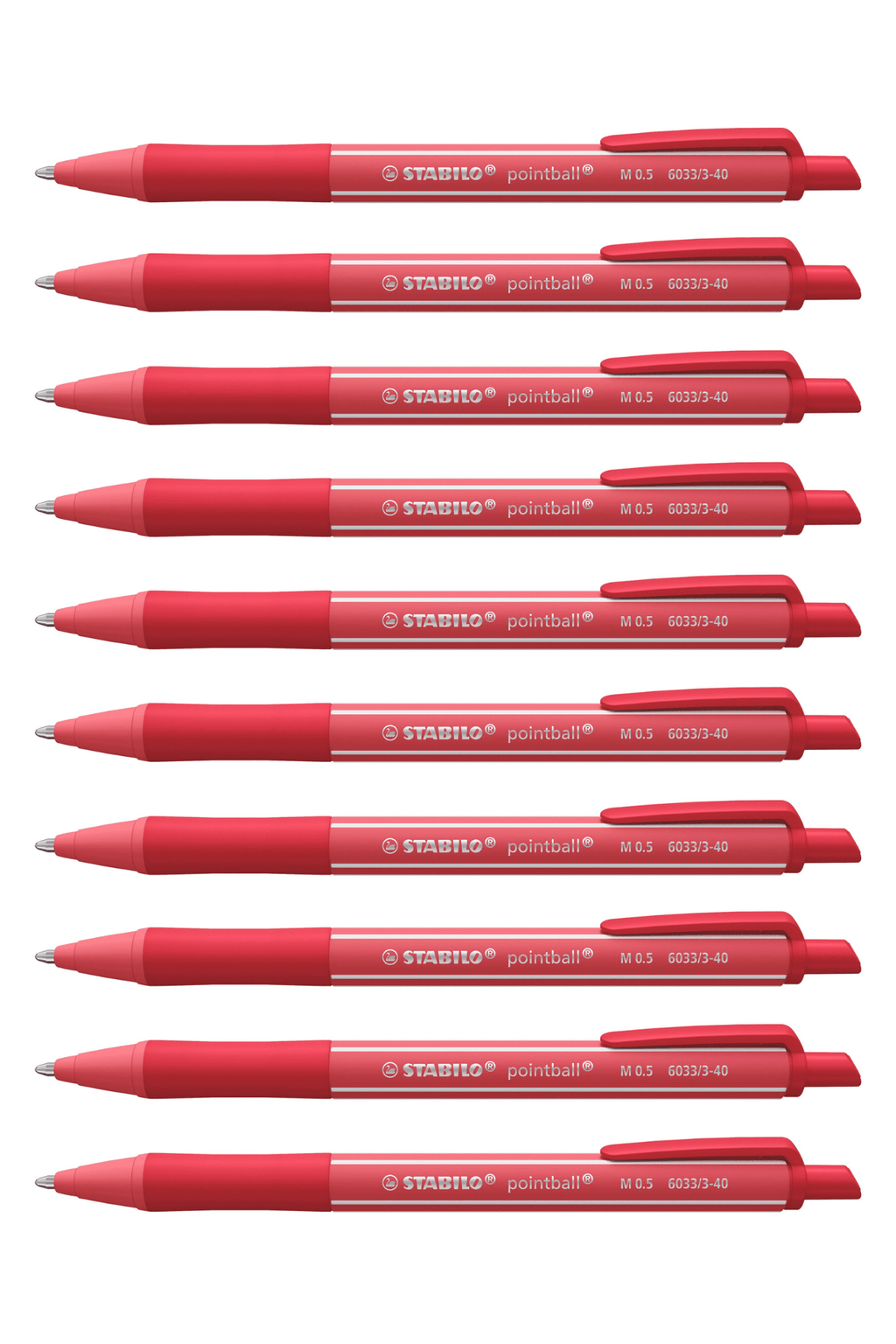 Stabilo Pointball Colorful - Rust Red Ballpoint Pen - Pack Of 10 - Satyam Collection