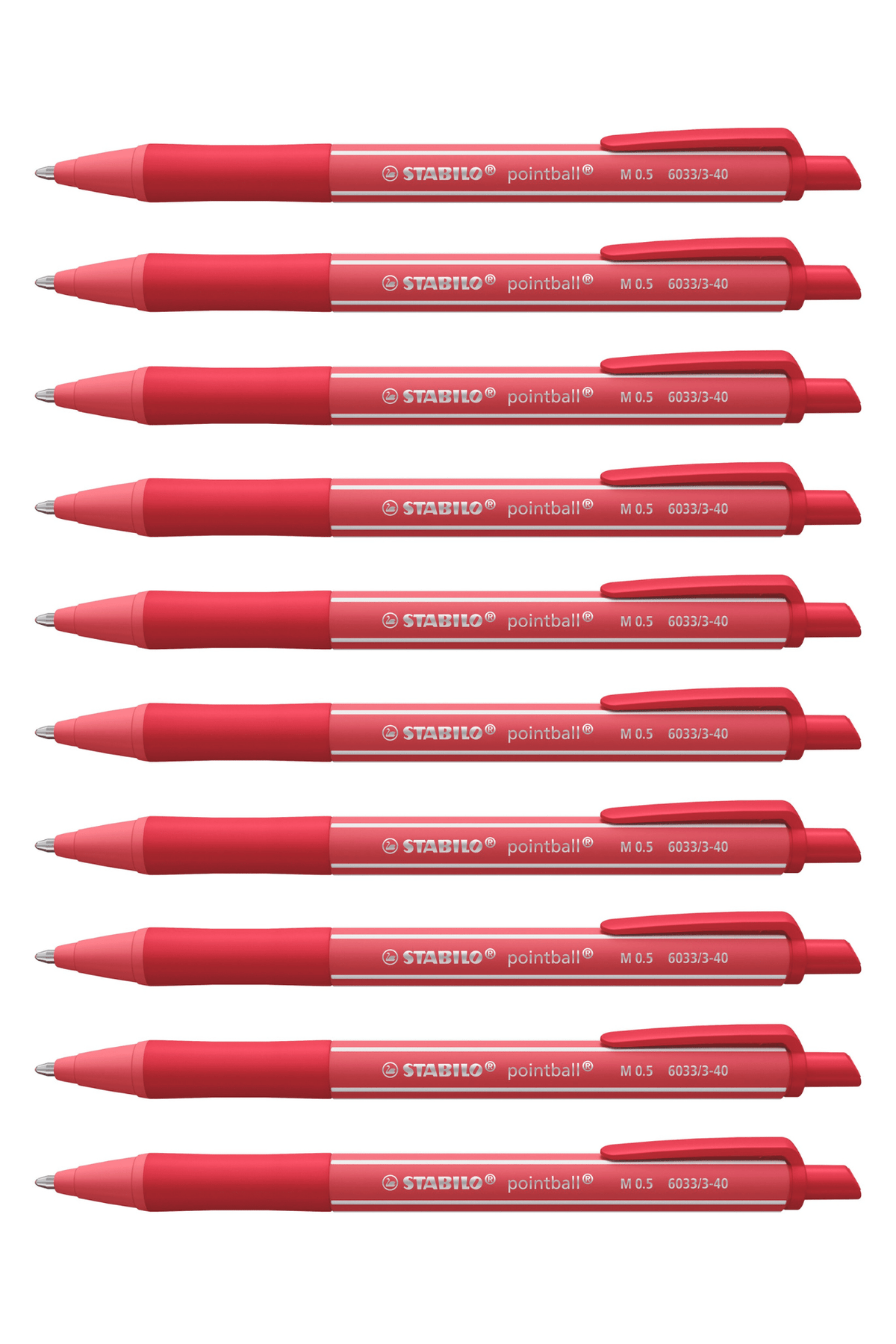 Stabilo Pointball Colorful - Rust Red Ballpoint Pen - Pack Of 10 - Satyam Collection