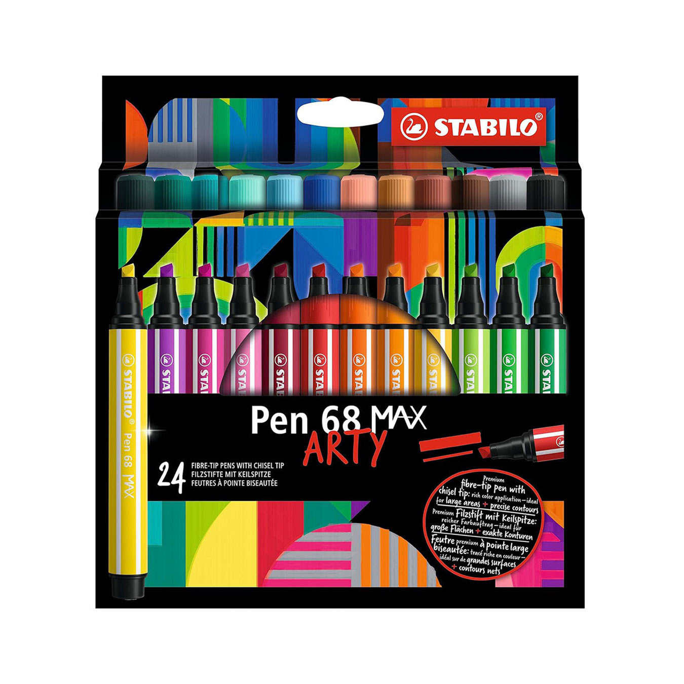 STABILO Pen 68 MAX felt tip pen with chisel tip - pack of 24