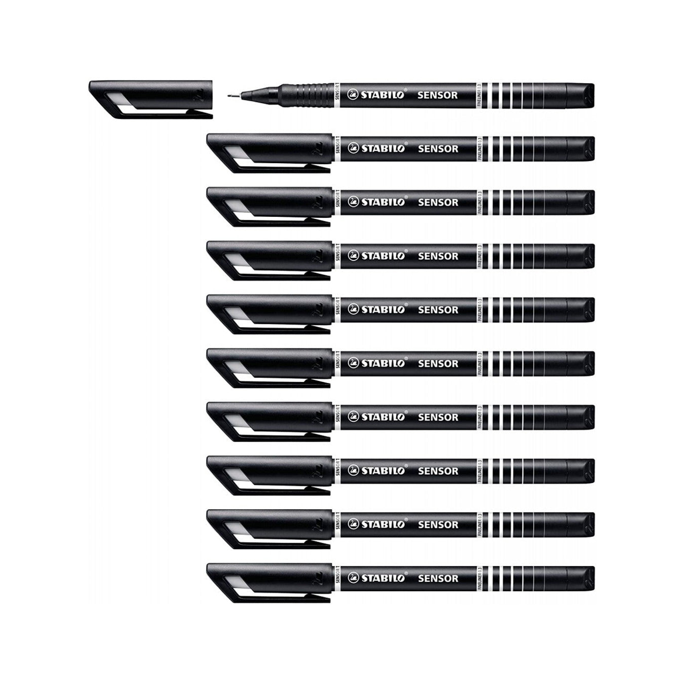 STABILO Sensor Medium Tip Black Fineliner Pen (Pack of 10)