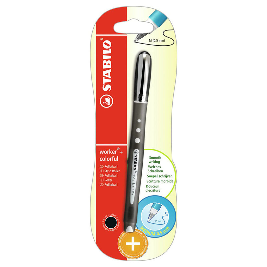 STABILO Worker+ Colorful Rollerball Pen – Black