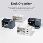 Sysmax Hive Stack Modular Desk Organizer – White with 3 Transparent Drawers - penpencilink