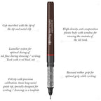 Rotring Tikky Graphic Fineliner Black with text describing its features on a white background