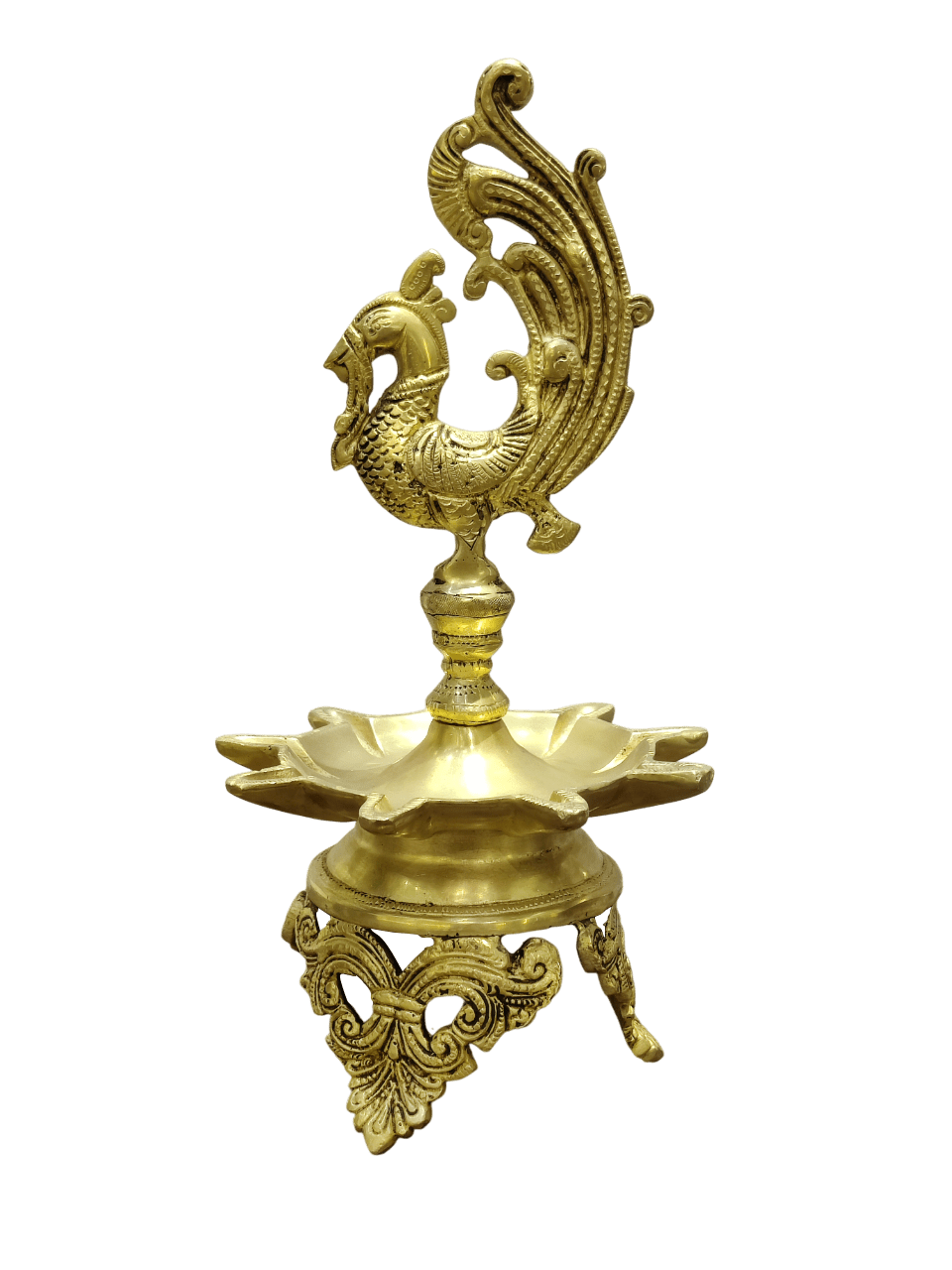 Traditional Brass Peacock Oil Lamp for Pooja & Home Decor - Satyam Collection