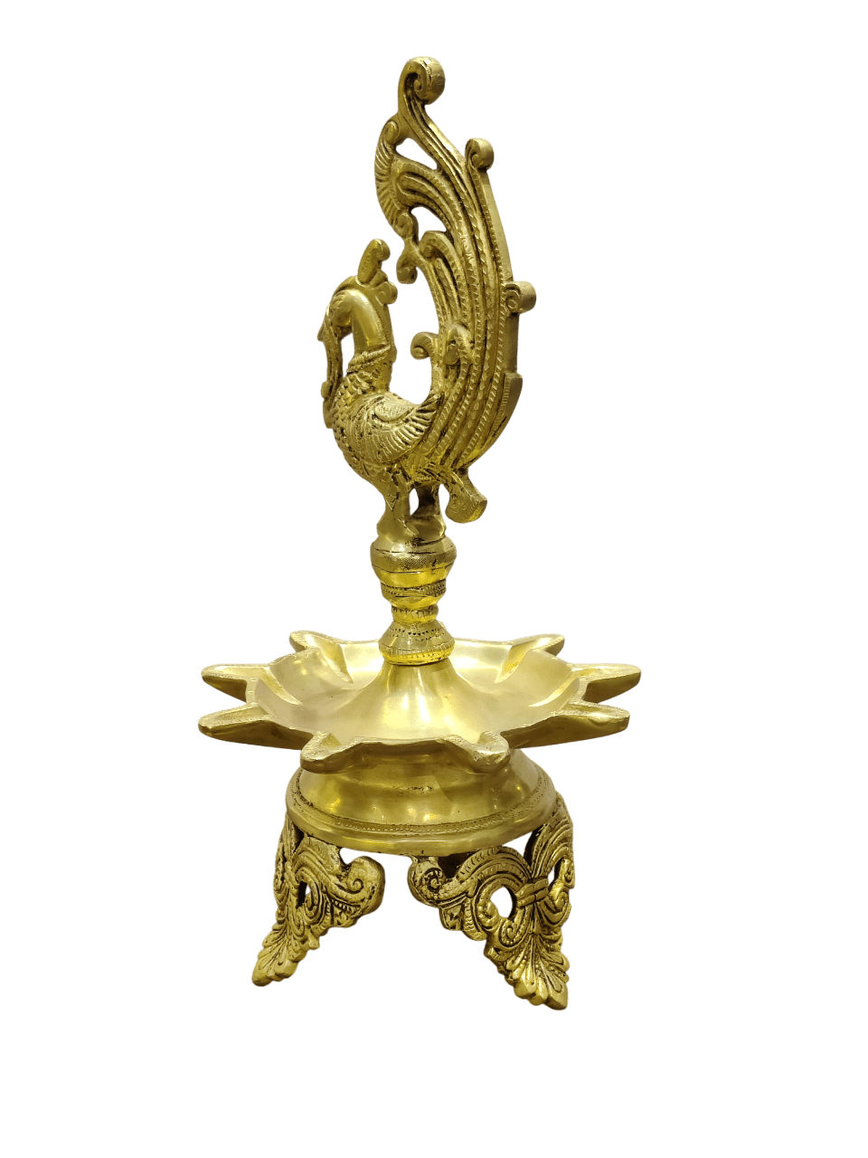 Traditional Brass Peacock Oil Lamp for Pooja & Home Decor - Satyam Collection