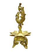 Traditional Brass Peacock Oil Lamp for Pooja & Home Decor - Satyam Collection